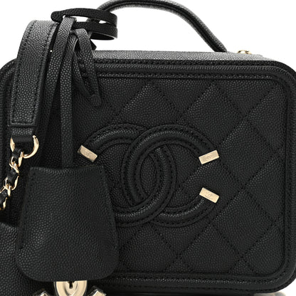 Chanel Caviar Quilted Small CC Filigree Vanity Case Black 8 of 10