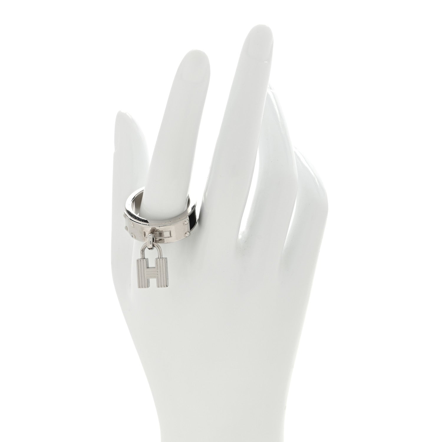 Hermes Palladium Swift Kelly Lock Scarf Ring Black 2 of 4