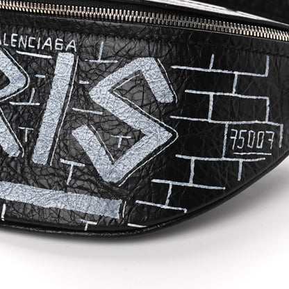 Balenciaga Agneau Arena Graffiti All Over XXS Souvenir Belt Bag Black White 8 of 9
