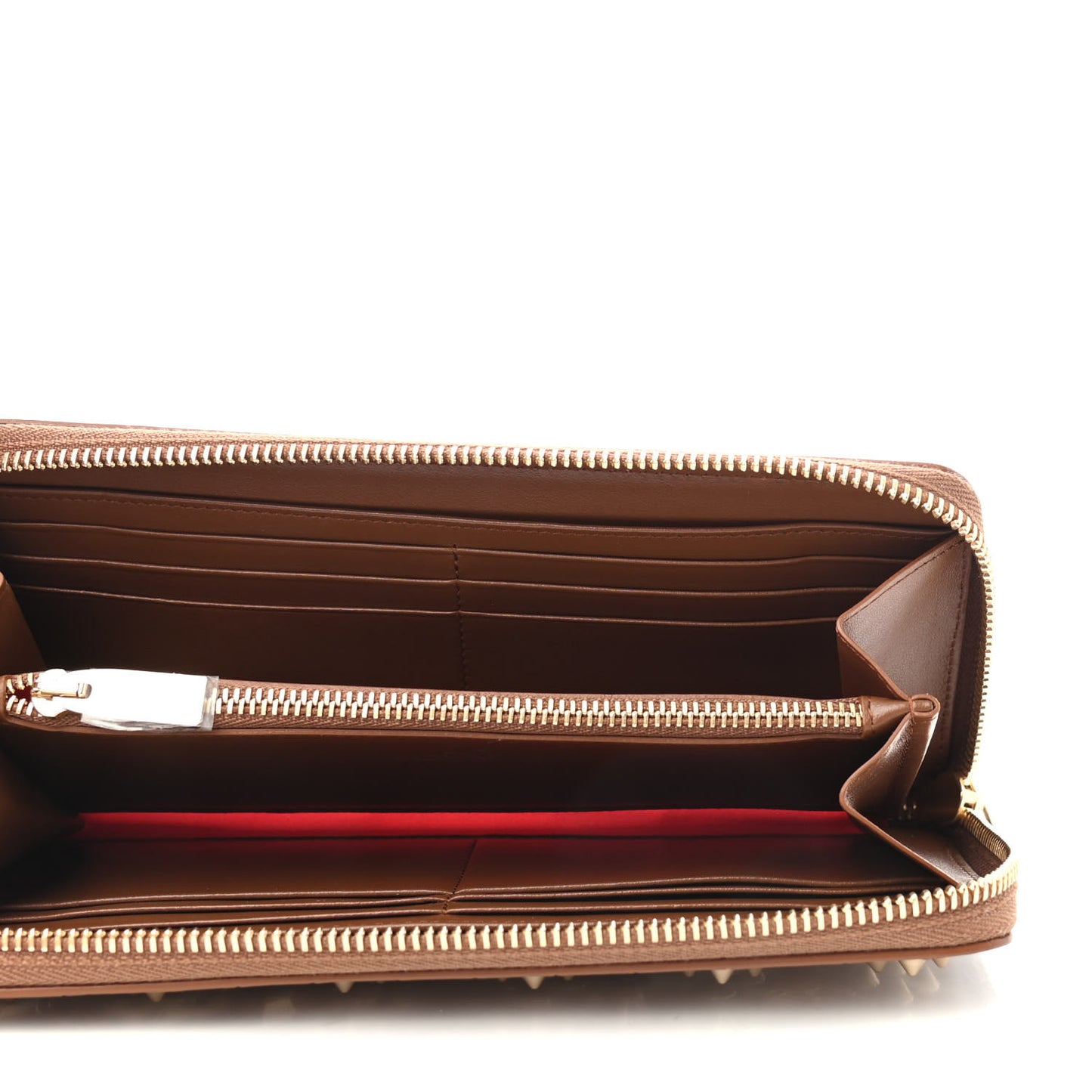 Calfskin Crocodile Embossed Loubinthesky Panettone Zip Around Wallet Biscotto Gold