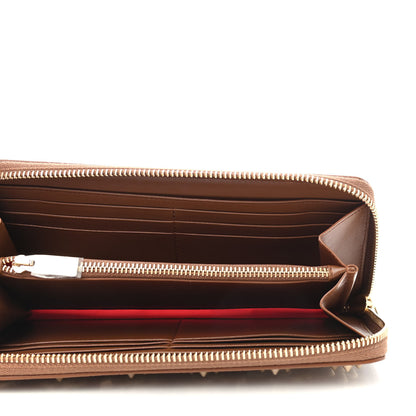 Christian Louboutin Calfskin Crocodile Embossed Loubinthesky Panettone Zip Around Wallet Biscotto Gold 4 of 4