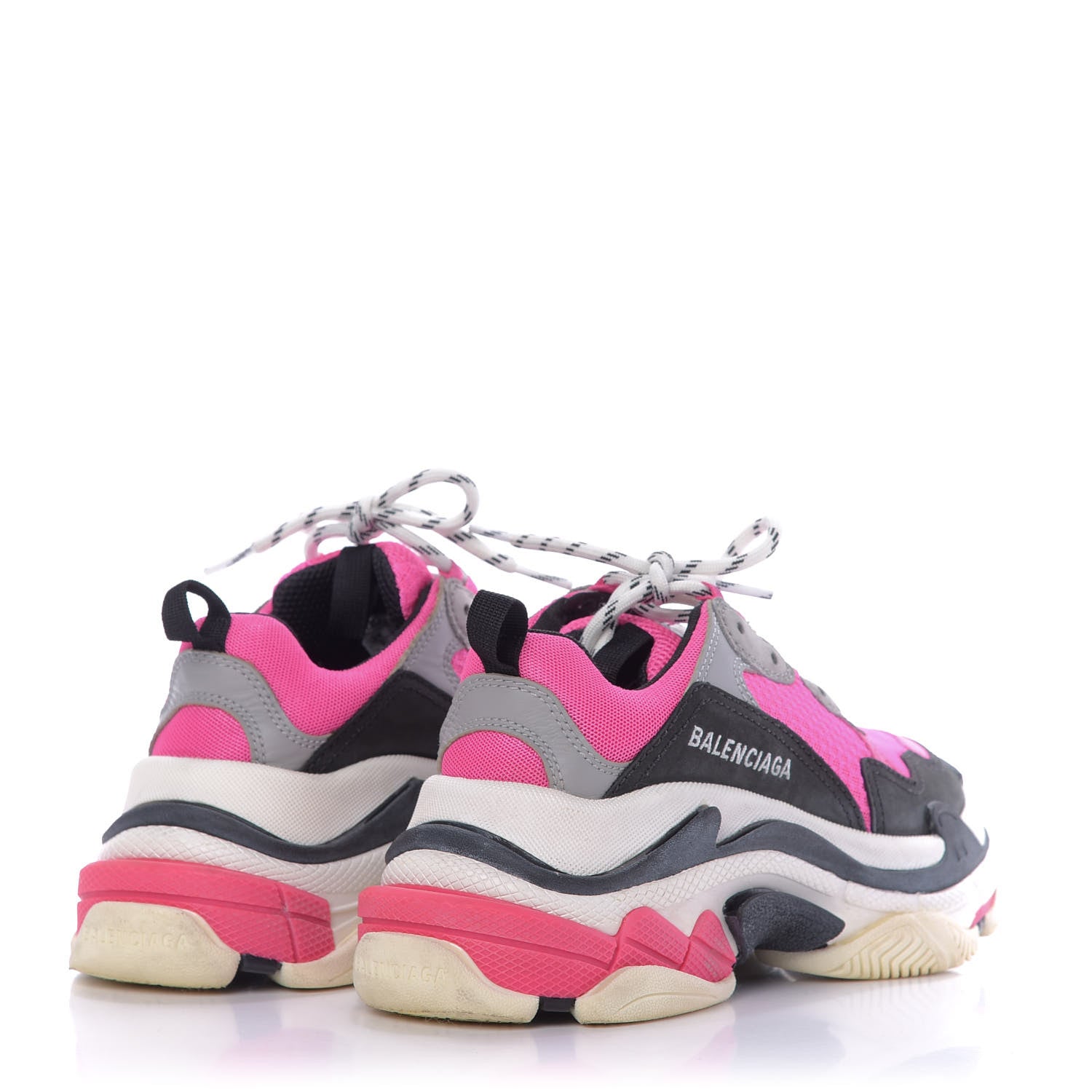 Balenciaga Fabric Mesh Womens Triple S Sneakers 36 Fluo Pink Grey White 4 of 9