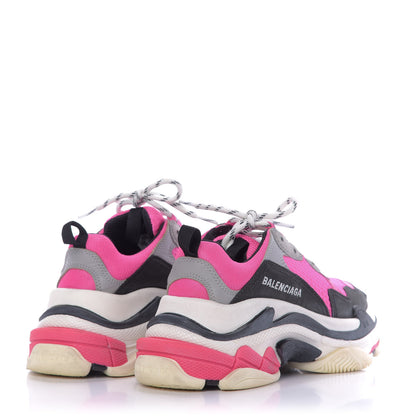 Balenciaga Fabric Mesh Womens Triple S Sneakers 36 Fluo Pink Grey White 4 of 9