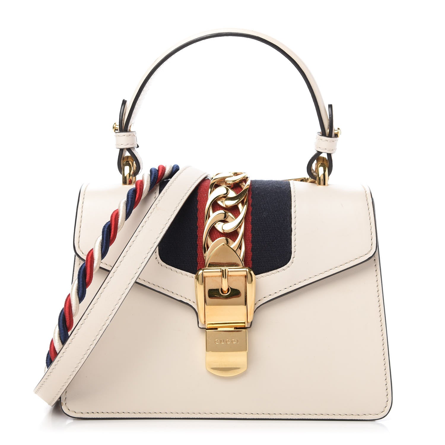Gucci Calfskin Mini Sylvie Top Handle Bag White 1 of 10
