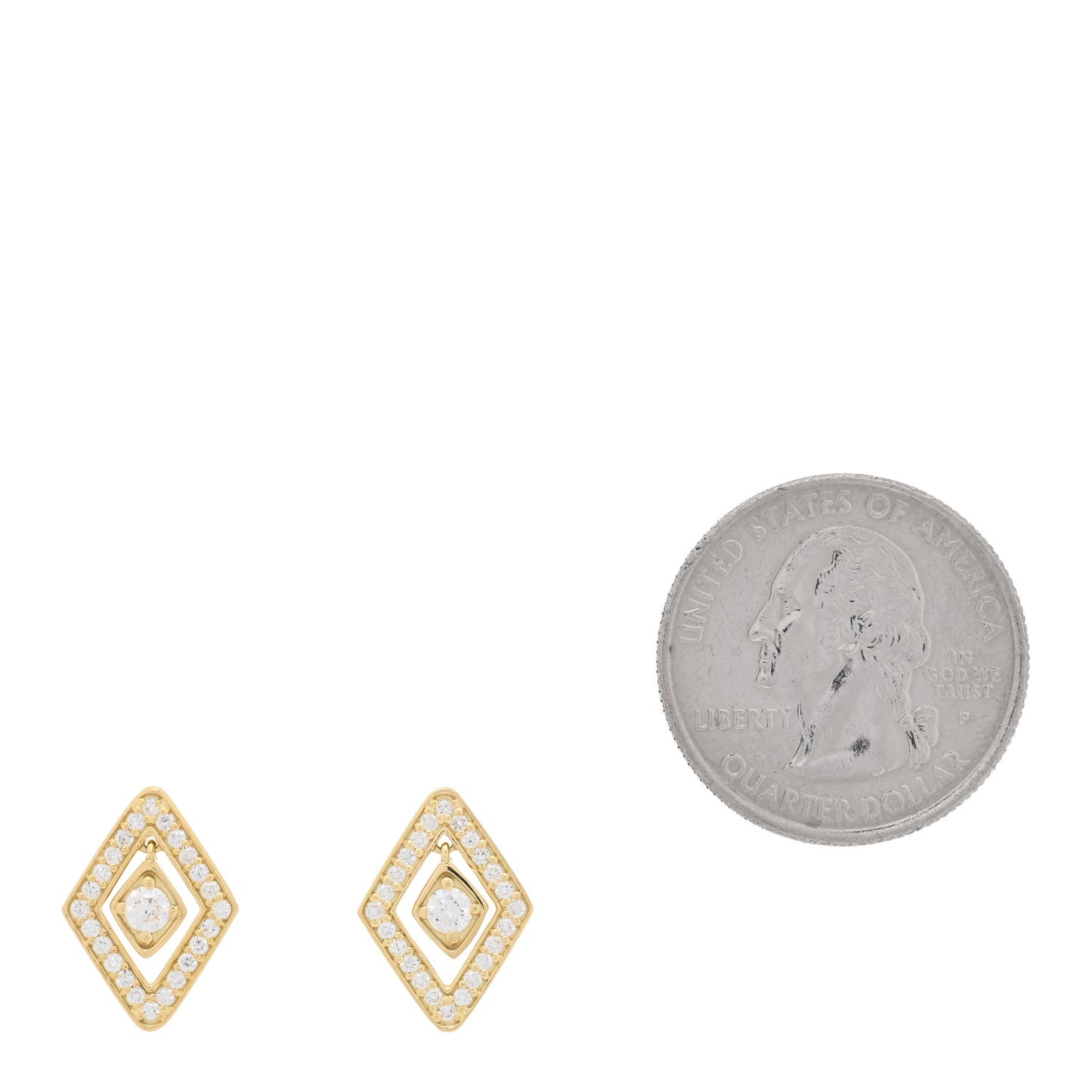 18K Yellow Gold Diamond Diamonte Earrings