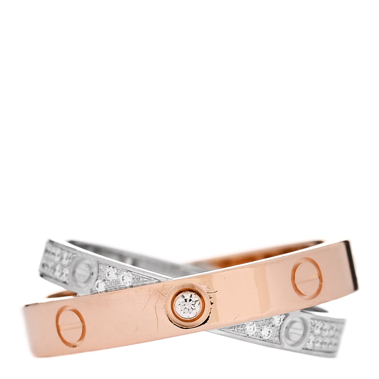 Cartier 18K Pink White Gold Diamond LOVE Pave Ring 52 6 4 of 6