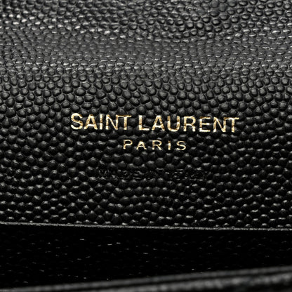 Saint Laurent Grain De Poudre Matelasse Chevron Small Monogram Envelope Wallet Black 6 of 10
