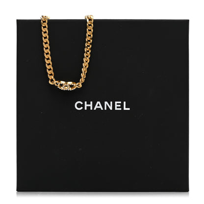 Chanel Crystal Chain Link CC Choker Necklace Gold 6 of 6