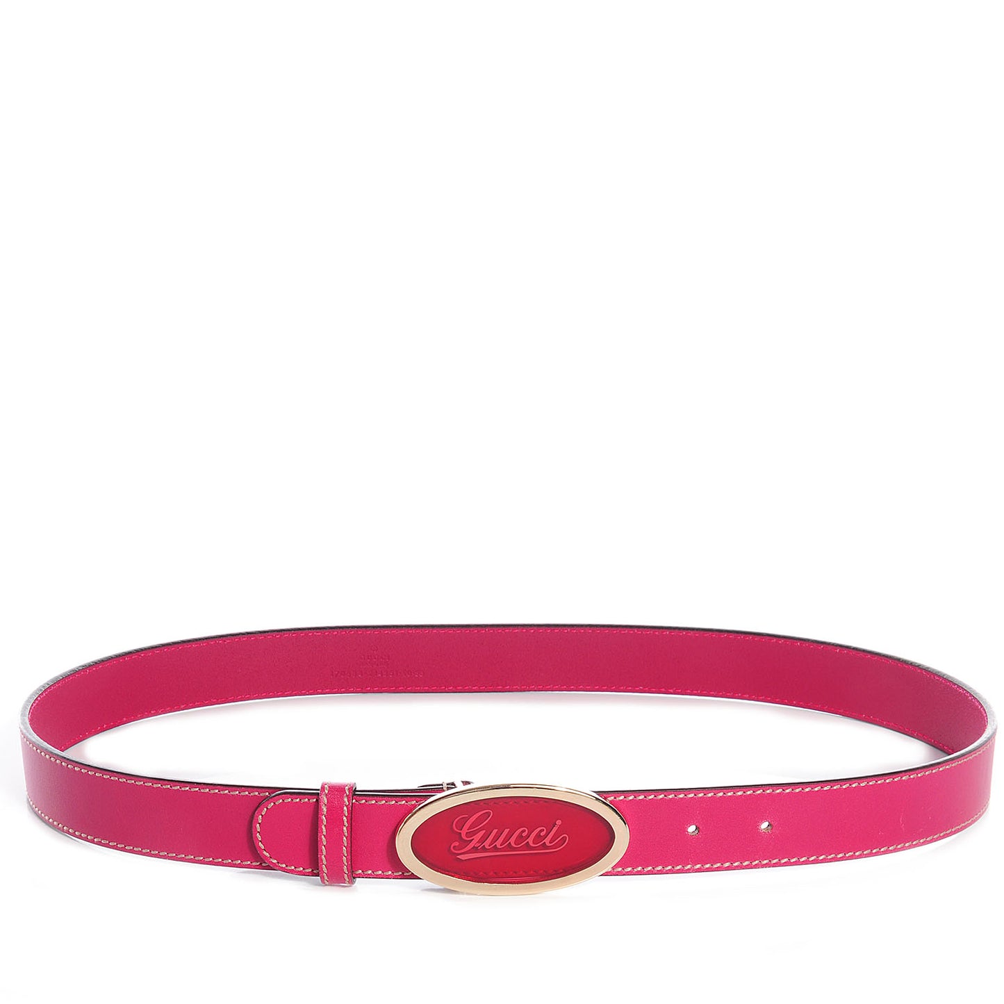 Leather Script Buckle Belt Bright Pink 90 36