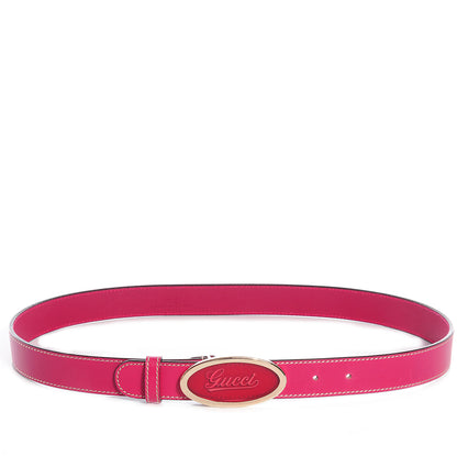 Gucci Leather Script Buckle Belt Bright Pink 90 36 1 of 4