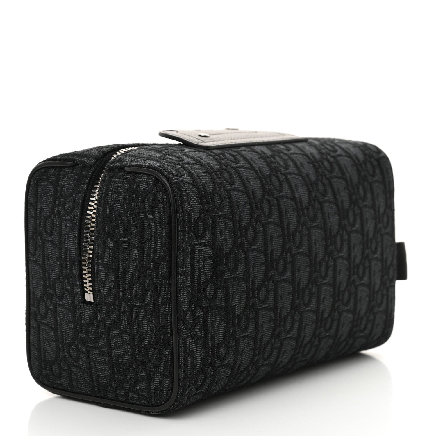 Christian Dior Oblique Jacquard Grained Calfskin Lingot Toiletry Bag Black 3 of 11