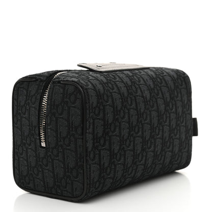 Christian Dior Oblique Jacquard Grained Calfskin Lingot Toiletry Bag Black 3 of 11