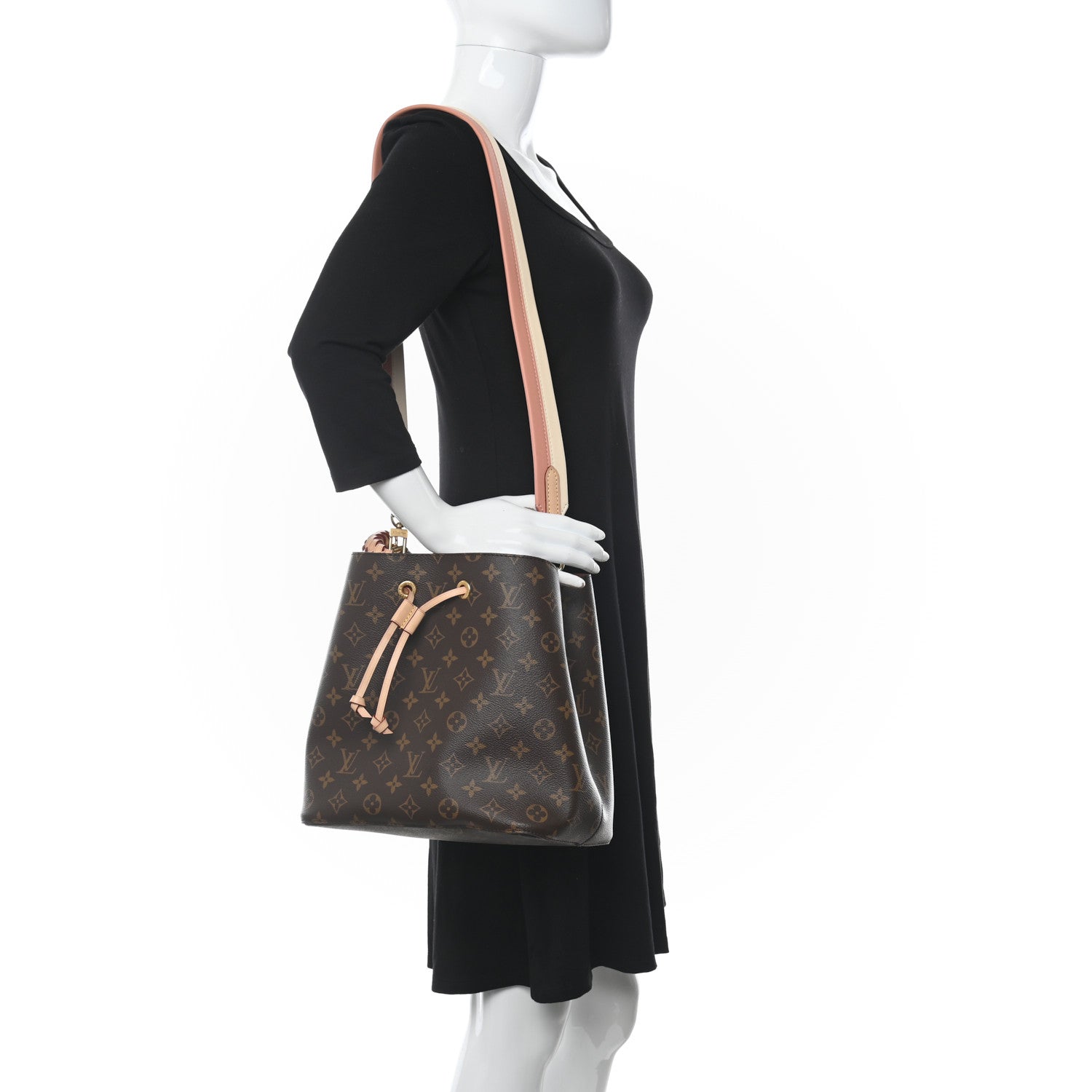 Louis Vuitton Monogram Braided Neonoe MM Peach Cream 2 of 11