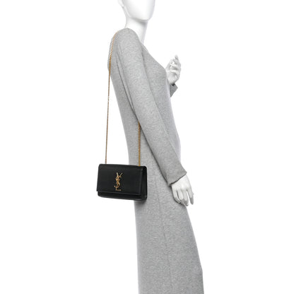 Saint Laurent Grain De Poudre Small Monogram Kate Satchel Black 2 of 9