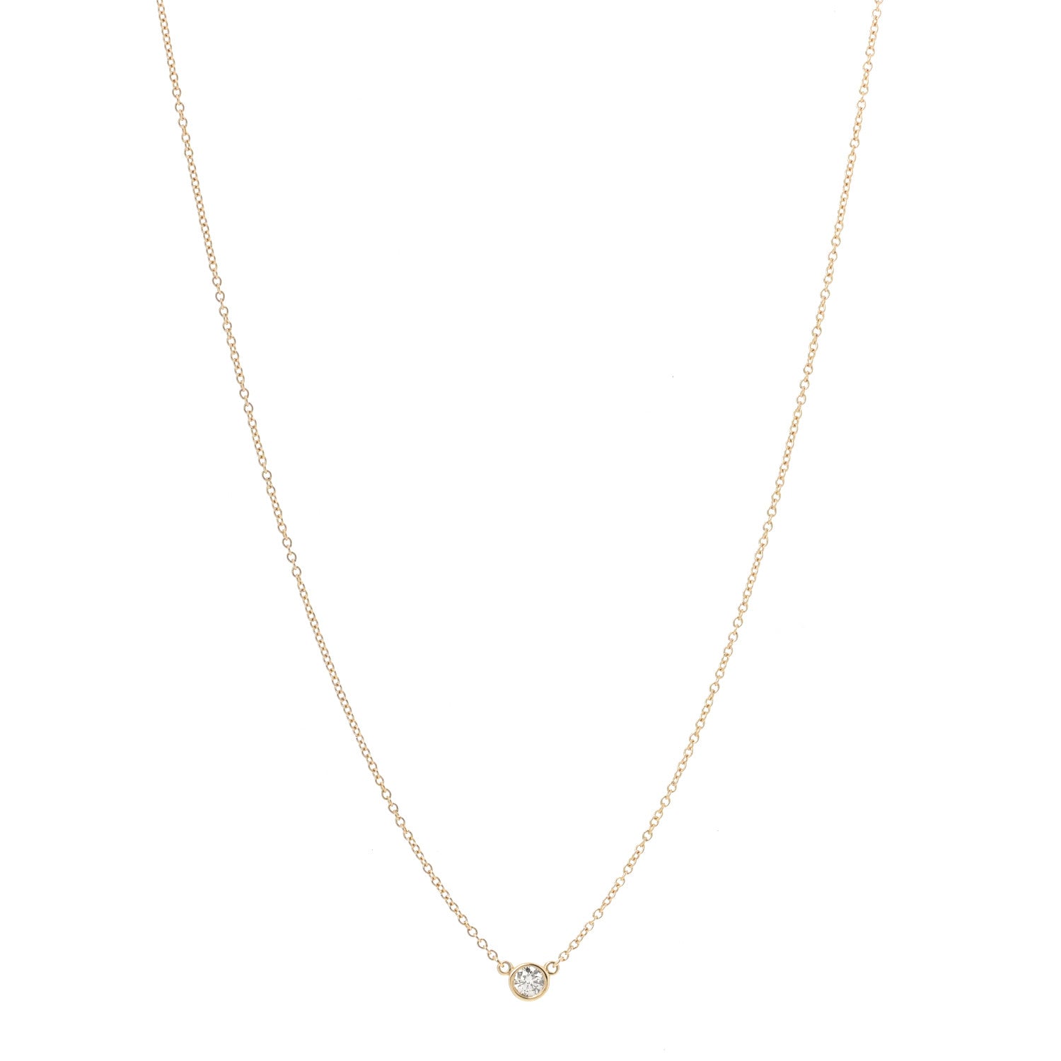 Tiffany 18K Yellow Gold Diamond .14ct Elsa Peretti Diamonds by the Yard Pendant Necklace 1 of 6
