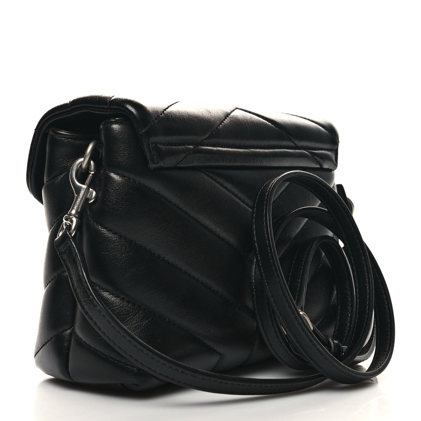 Calfskin Y Quilted Monogram Toy Loulou Crossbody Bag Black