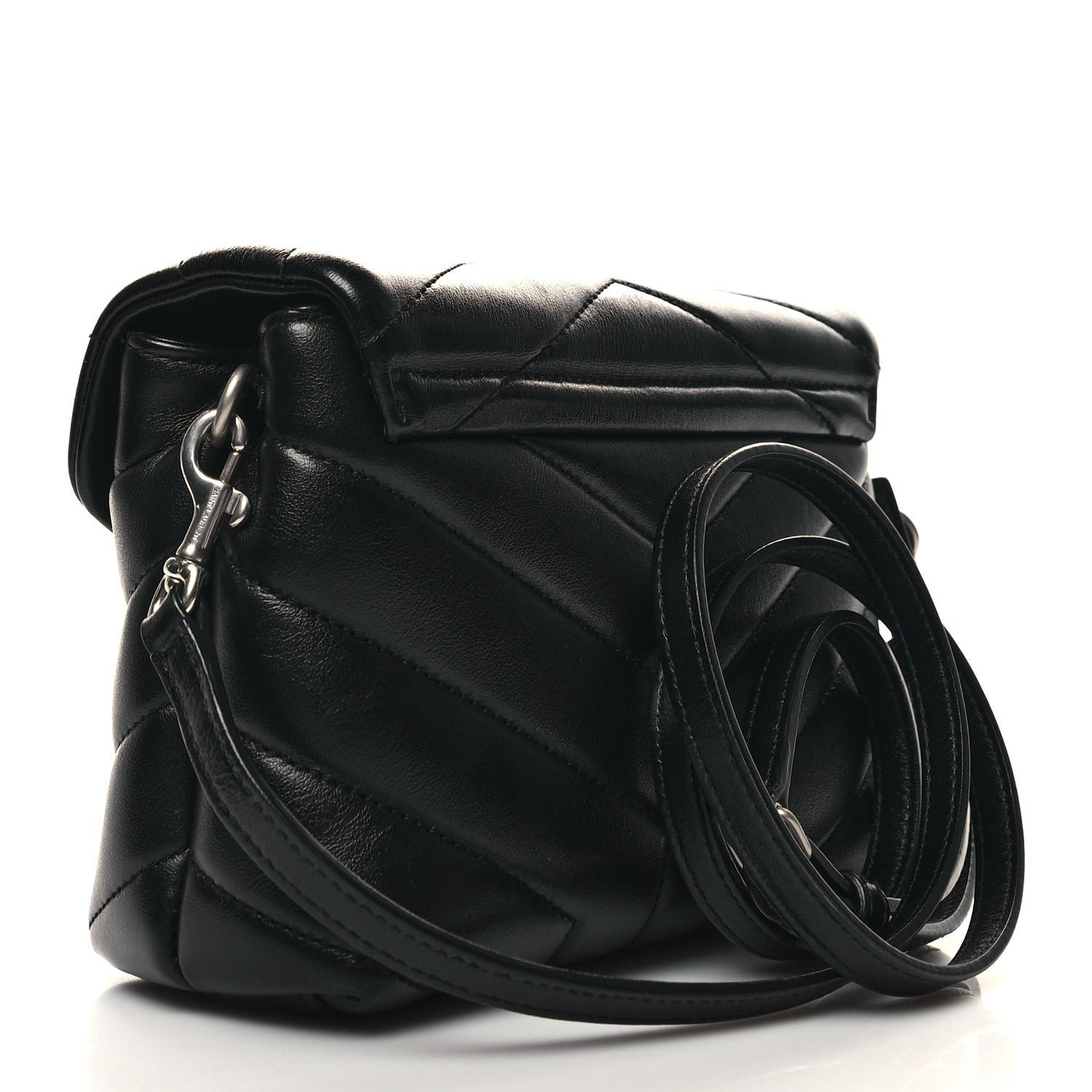 Saint Laurent Calfskin Y Quilted Monogram Toy Loulou Crossbody Bag Black 3 of 12