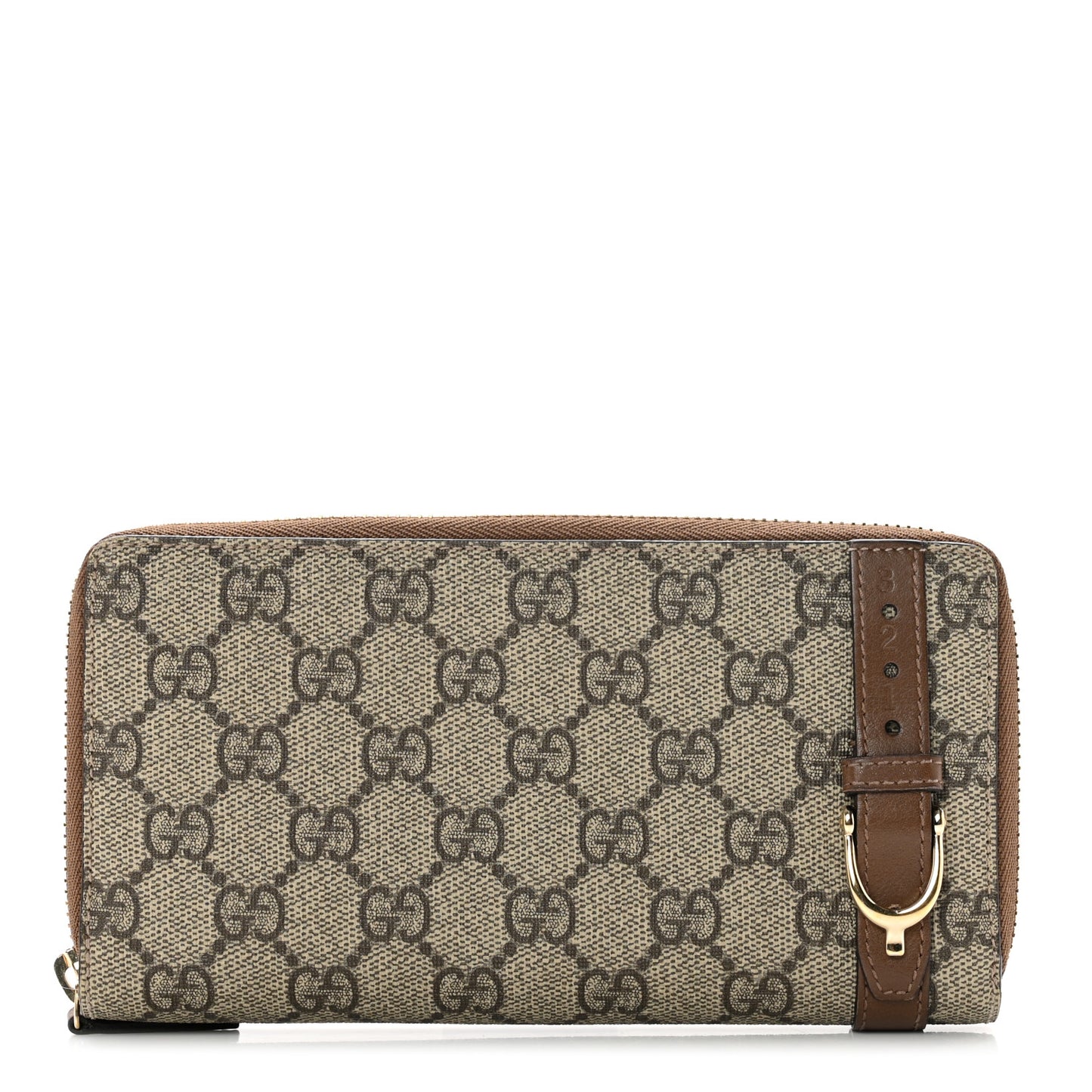 GG Supreme Monogram Nice Zip Around Wallet Maple Brown
