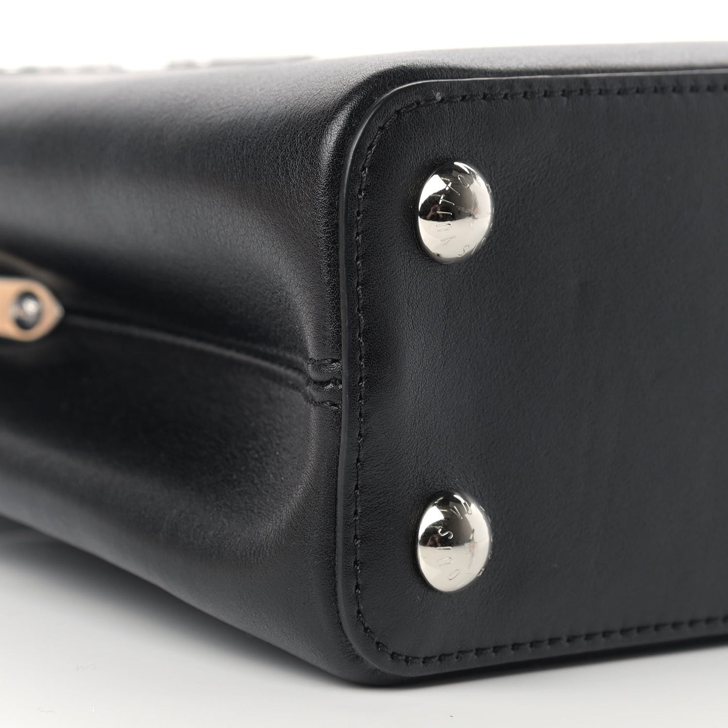 Smooth Calfskin Crystal Flowers Capucines BB Black
