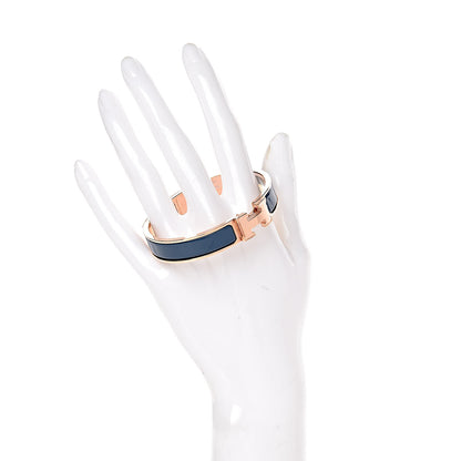 Hermes Narrow Enamel Clic Clac H Bracelet GM Bleu De Genes 2 of 5