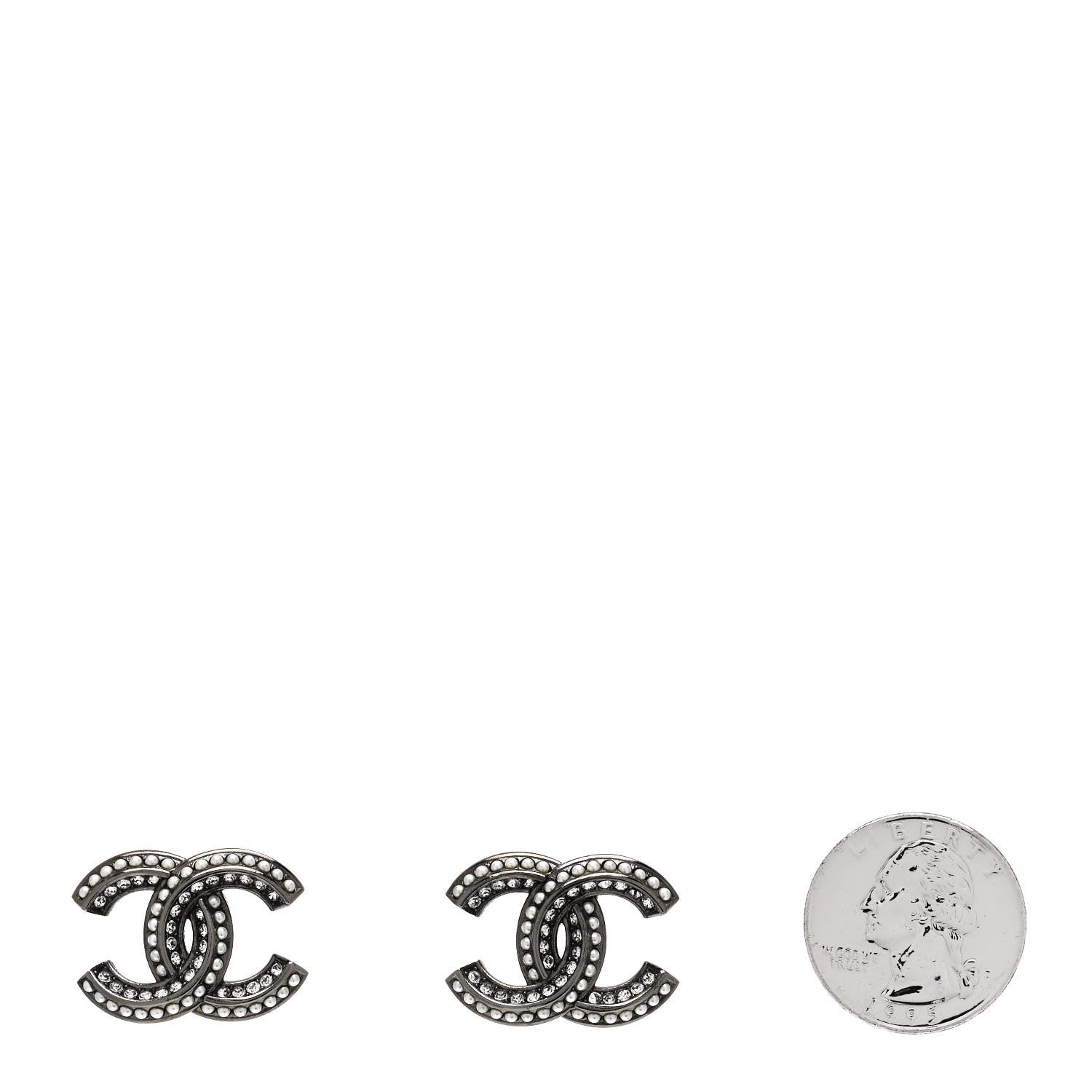 Chanel Crystal Pearl Chain Mania CC Earrings Gold 2 of 5