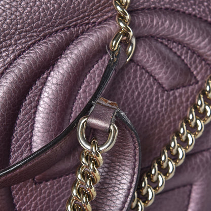 Gucci Metallic Pebbled Calfskin Medium Soho Chain Shoulder Bag Purple 7 of 7