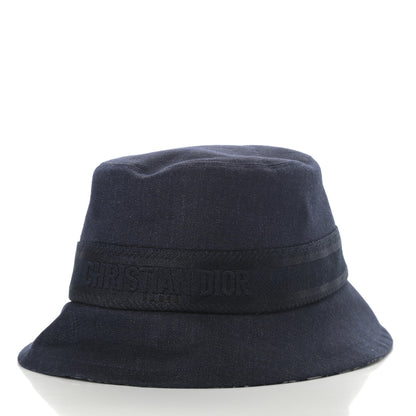 Christian Dior Denim Oblique Small Brim Bucket Hat 58 Blue 3 of 8