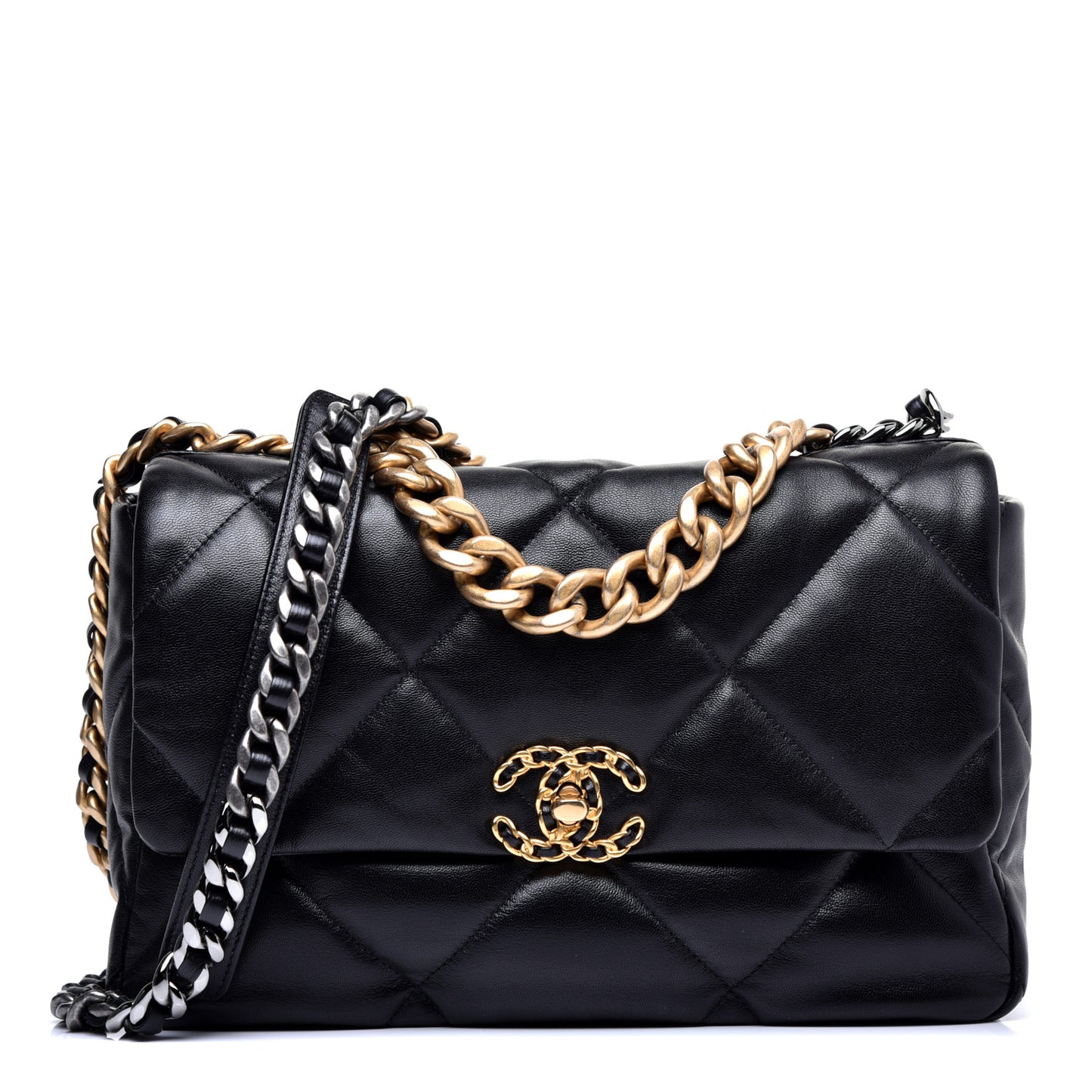 Goatskin Quilted Large 19 Flap Black