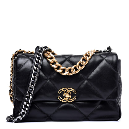 Chanel Goatskin Quilted Large 19 Flap Black 1 of 11