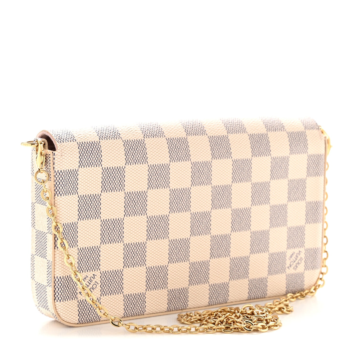 Damier Azur Pochette Felicie Chain Wallet Rose Ballerine
