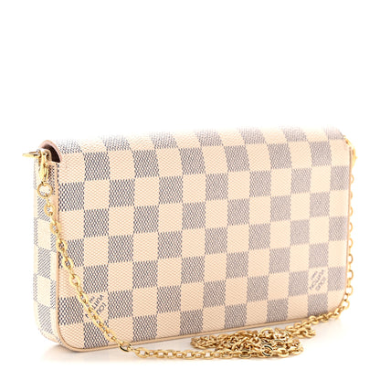 Louis Vuitton Damier Azur Pochette Felicie Chain Wallet Rose Ballerine 3 of 10
