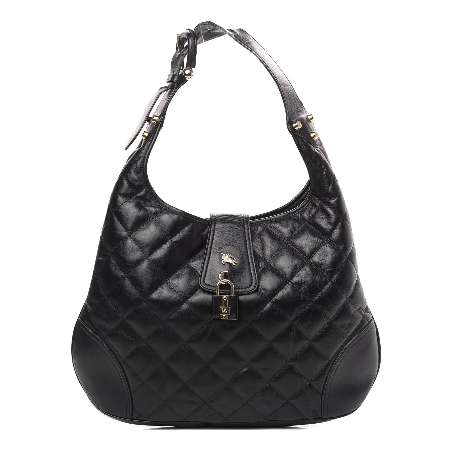 Burberry Calfskin Quilted Brook Hobo Black 1 of 11