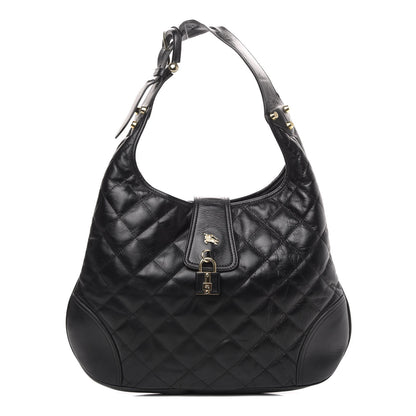 Burberry Calfskin Quilted Brook Hobo Black 1 of 11