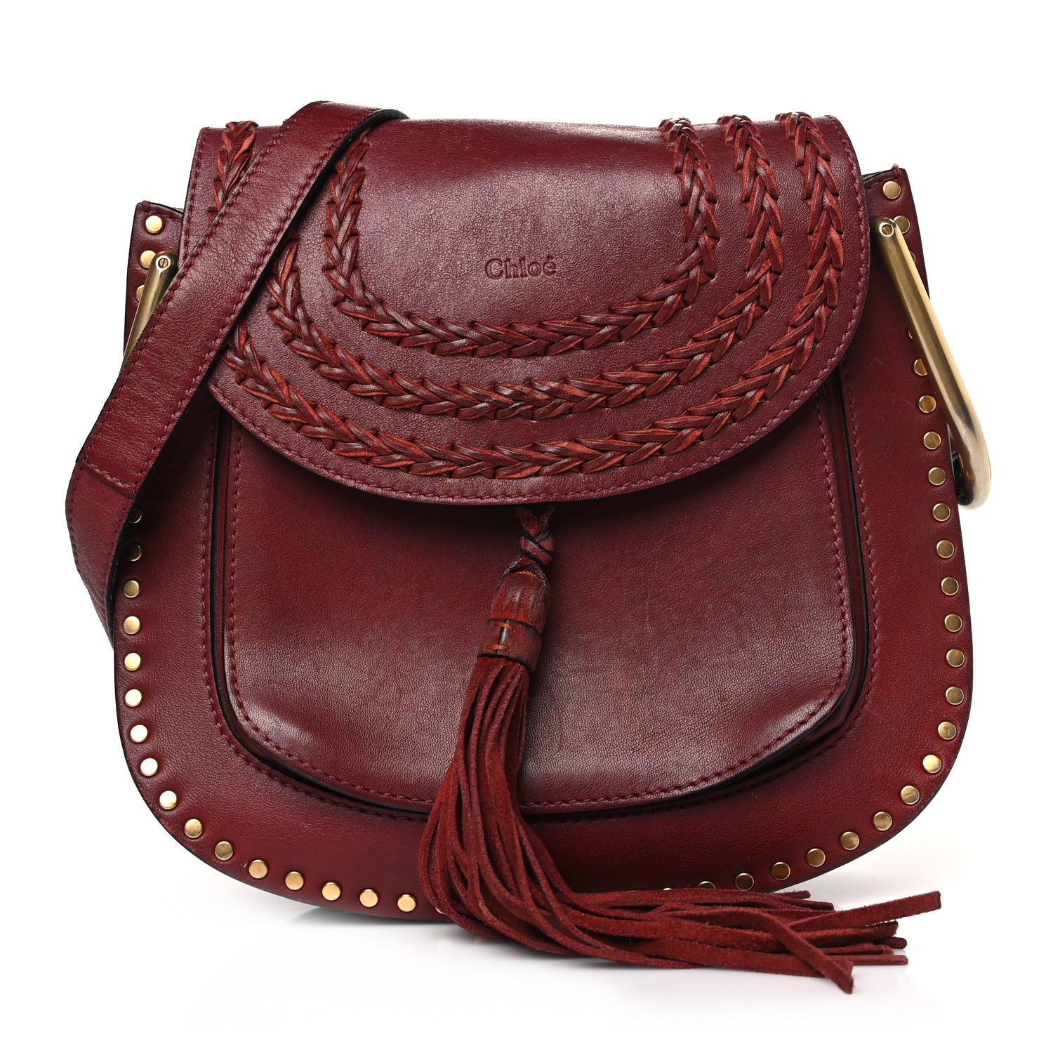 Chloe Calfskin Braided Small Hudson Shoulder Bag Sienna Red 1 of 15