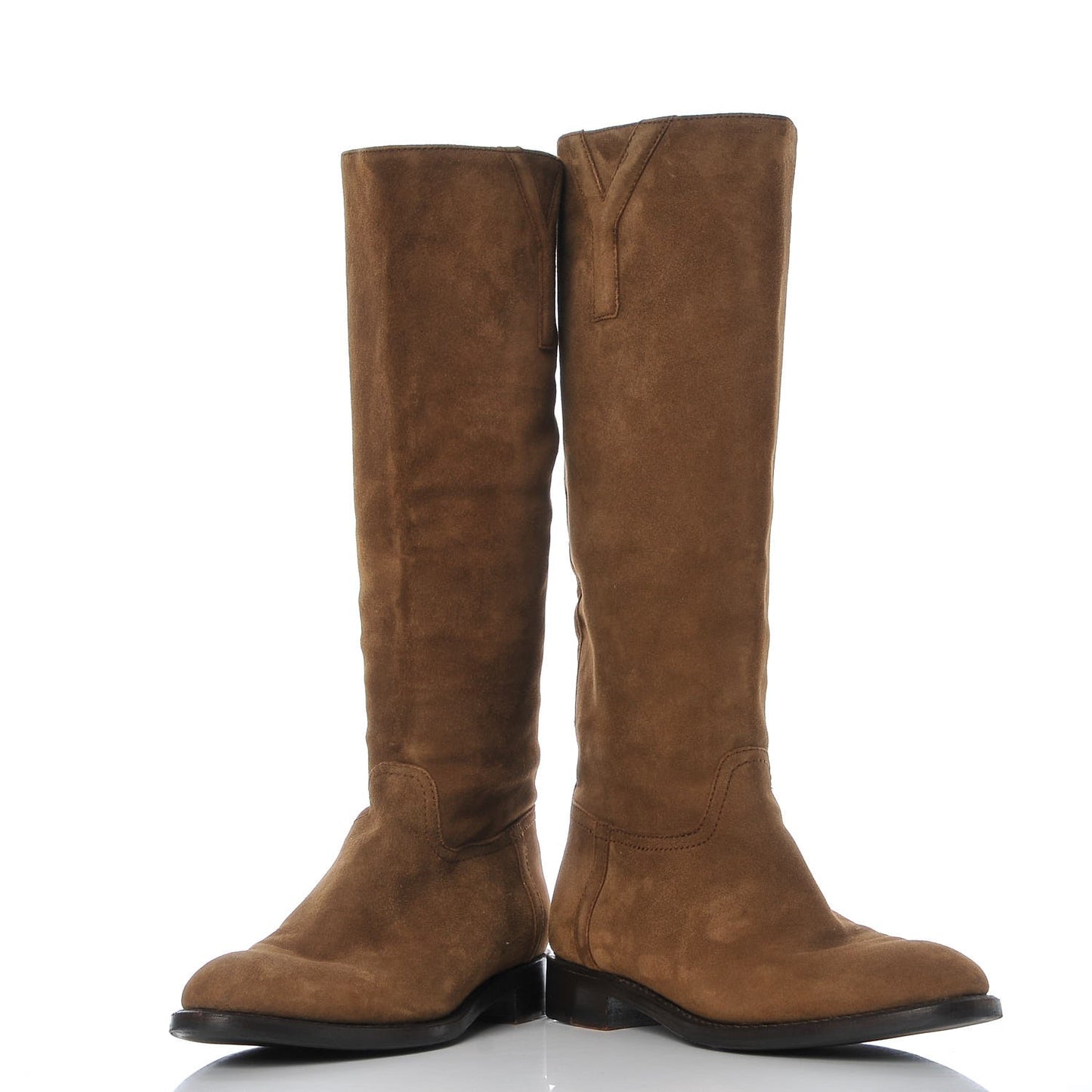 Suede Knee High Boots 36 Beige