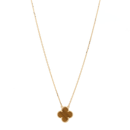 Van Cleef & Arpels 18K Yellow Gold Tiger Eye Vintage Alhambra Pendant Necklace 1 of 6