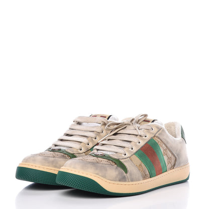 Gucci GG Monogram Nubuck Web Mens Screener Sneakers 9 New Sand Dusty Milk Vintage Green 3 of 9