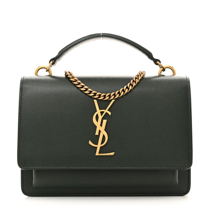 Saint Laurent Calfskin Monogram Sunset Chain Wallet Green 1 of 13