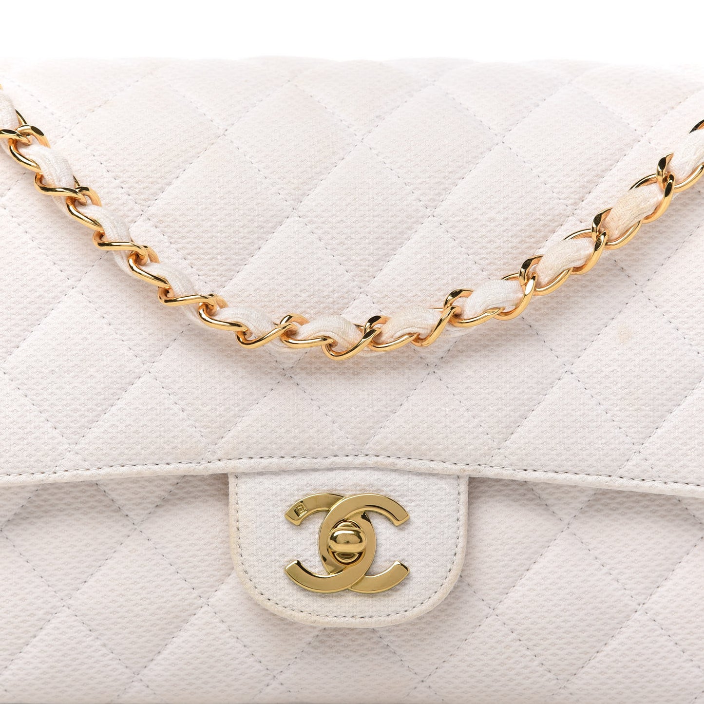 Neoprene Quilted Medium Double Flap White