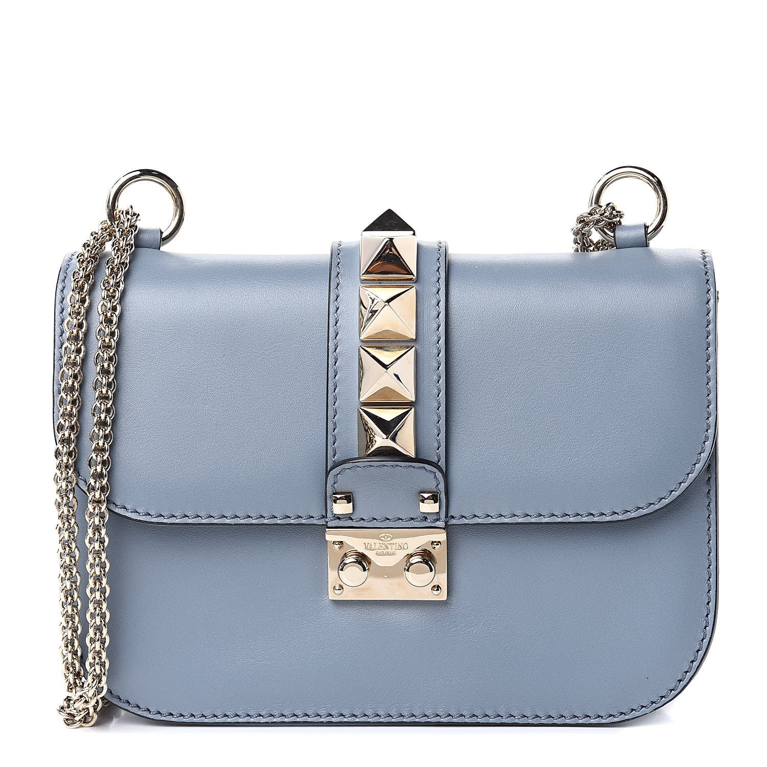 Valentino Garavani Vitello Small Glam Lock Rockstud Flap Sky Sorbet 1 of 12