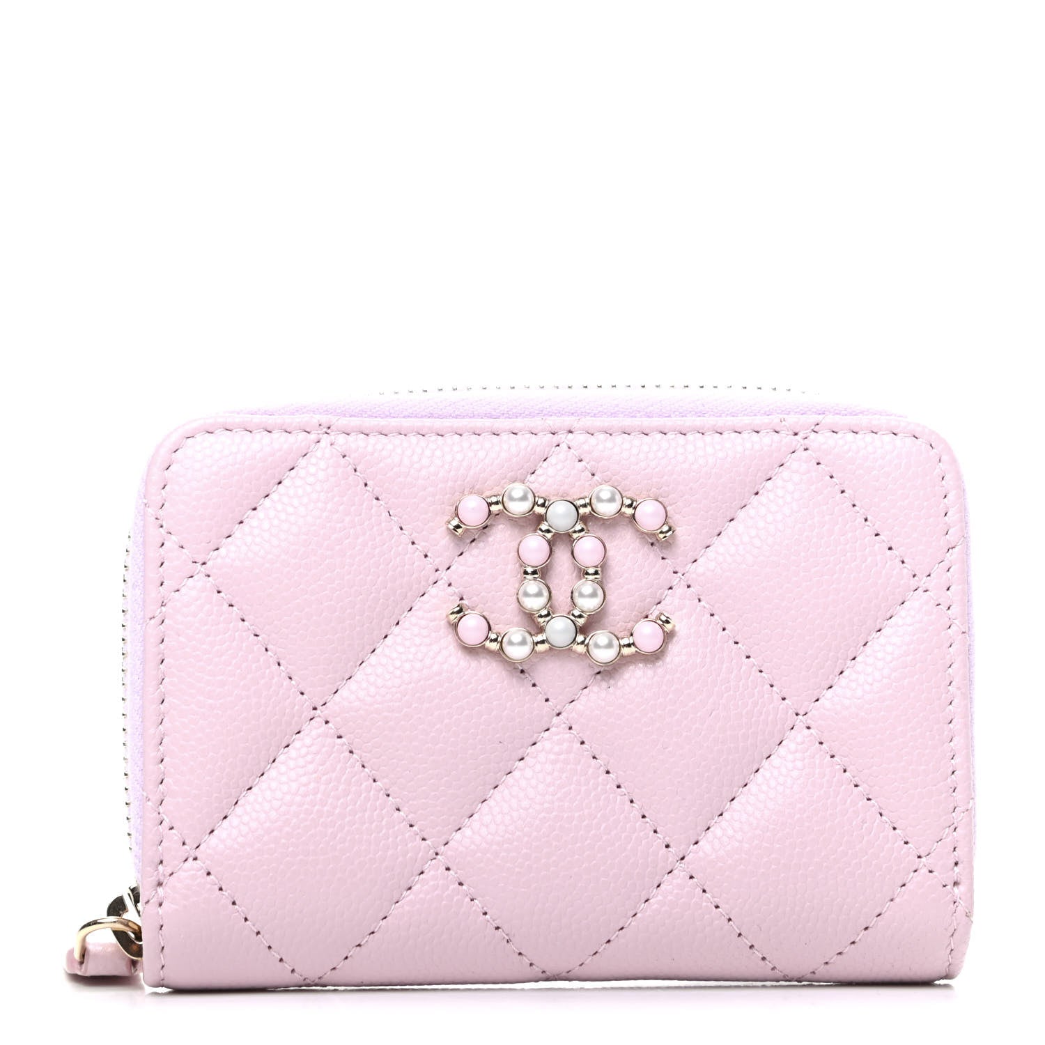 Chanel Caviar Quilted Pearl Coco Candy Zip Coin Purse Light Pink 1 of 8
