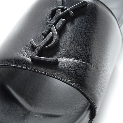 Saint Laurent Lambskin Joan Slide Sandals 37.5 Black 9 of 10
