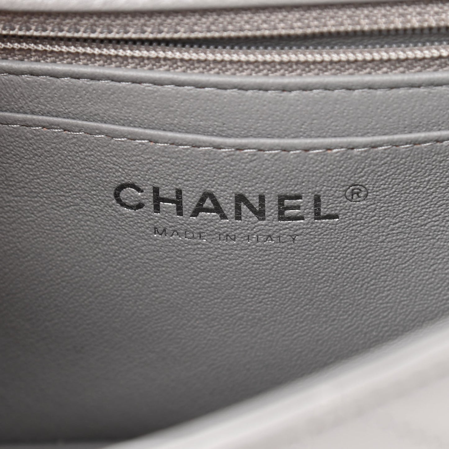 Lambskin Quilted Mini Rectangular Flap Grey