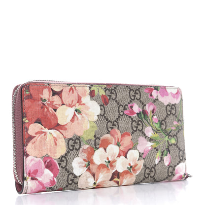 Gucci GG Supreme Monogram Blooms Zip Around Wallet Beige Multicolor Dry Rose 3 of 8