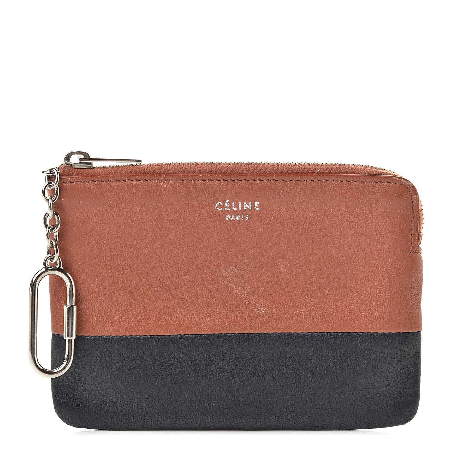 Celine Lambskin Bi-Color Solo Coin Card Case Terracotta Navy 1 of 11
