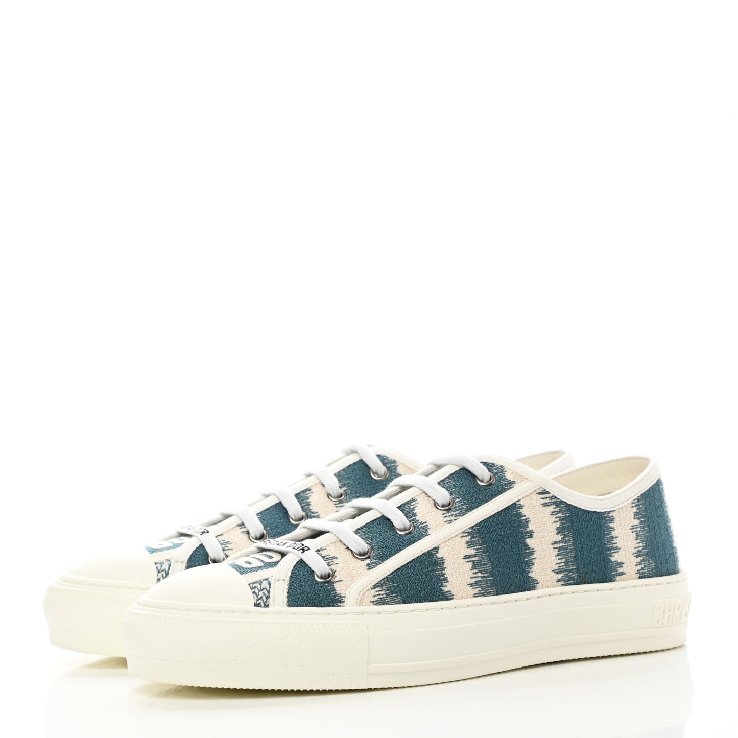 Cotton Embroidered D-Stripes Walk'N'Dior Low Top Sneakers 40 Deep Ocean