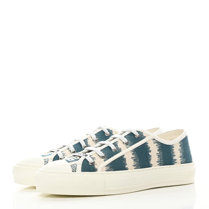 Christian Dior Cotton Embroidered D-Stripes Walk'N'Dior Low Top Sneakers 40 Deep Ocean 3 of 8