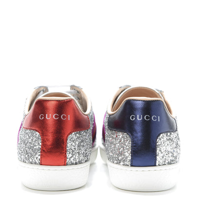 Gucci Glitter Web Womens Ace Sneakers 38.5 Silver 7 of 12