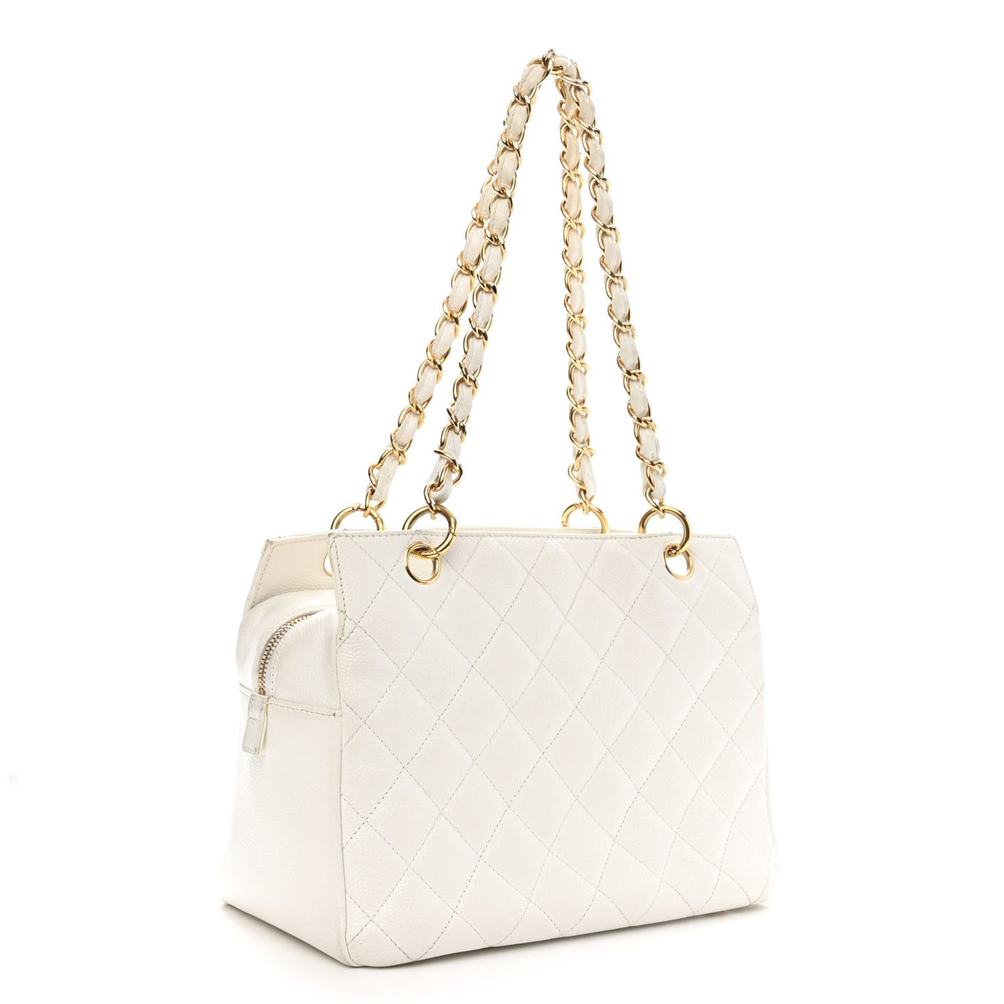 Caviar Quilted Petit Timeless Tote PTT White