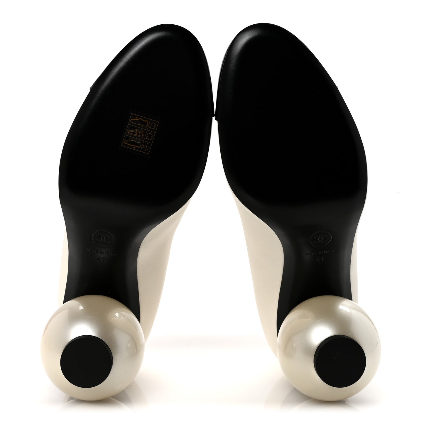 Lambskin Patent Cap Toe Mary Jane Pearl Pumps 41 White Black